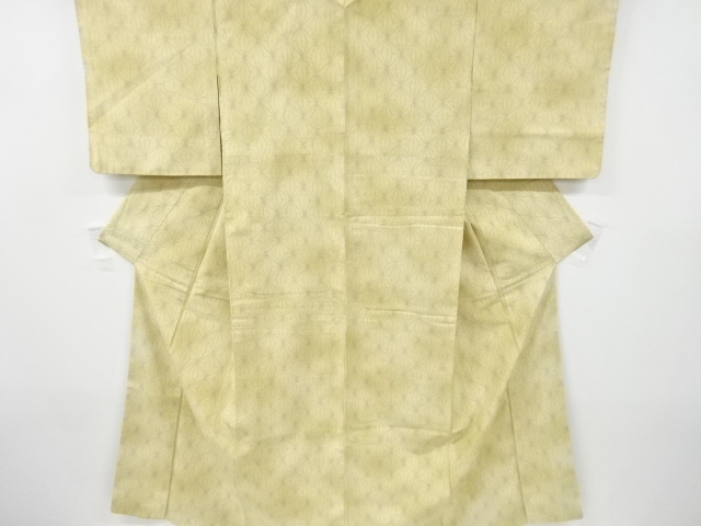 アンティーク　麻の葉模様織出し十日町紬着物